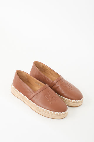 Amiri Brown Leather Logo Espadrille