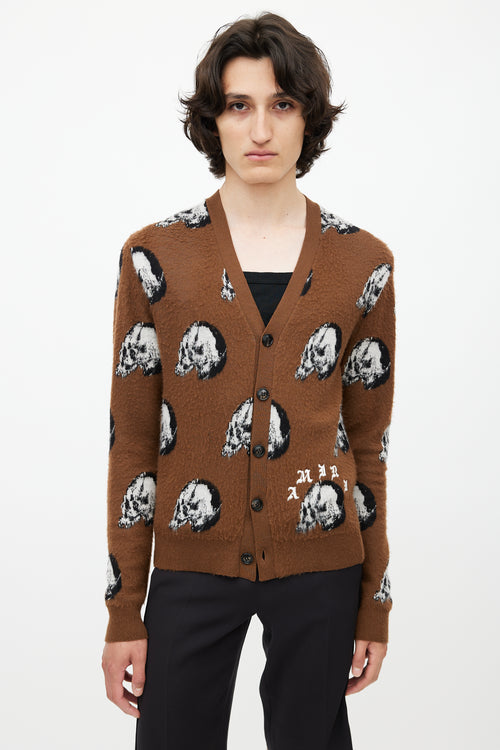 Amiri Brown 
Multicolour Skull Wool Cardigan