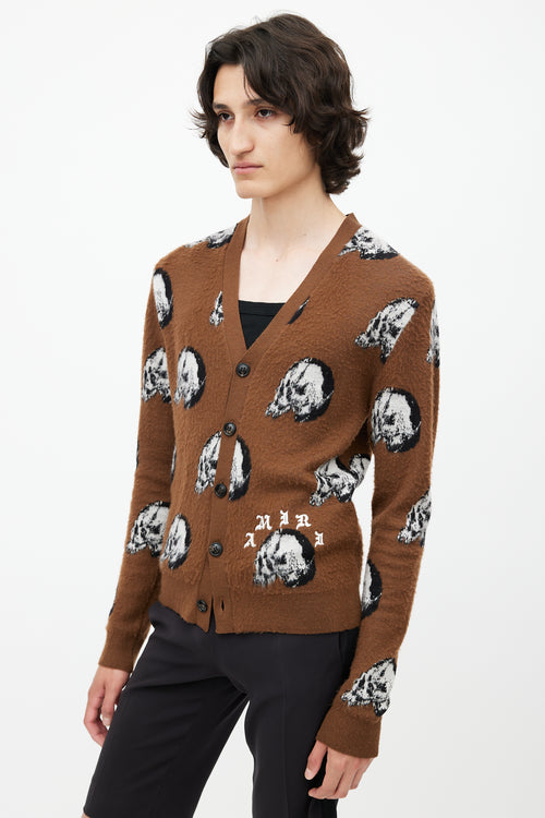 Amiri Brown 
Multicolour Skull Wool Cardigan