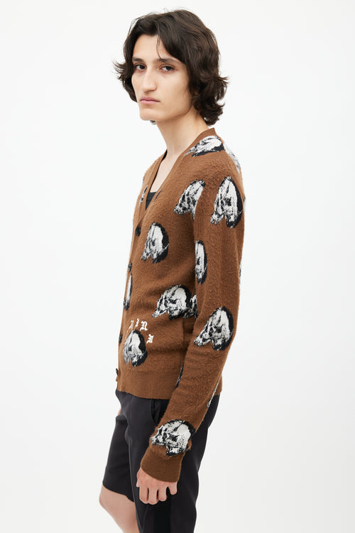 Amiri Brown 
Multicolour Skull Wool Cardigan