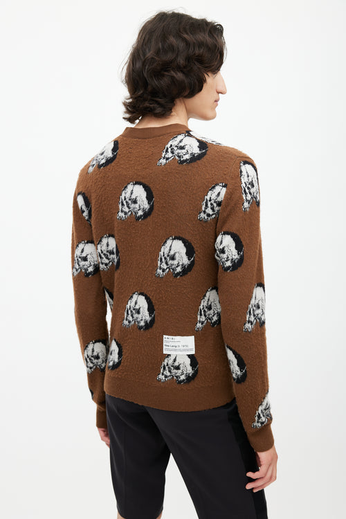 Amiri Brown 
Multicolour Skull Wool Cardigan