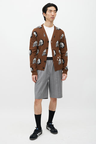 Amiri Brown Wool Skull Cardigan