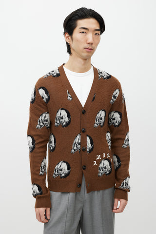 Amiri Brown Wool Skull Cardigan