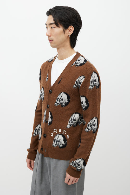 Amiri Brown Wool Skull Cardigan