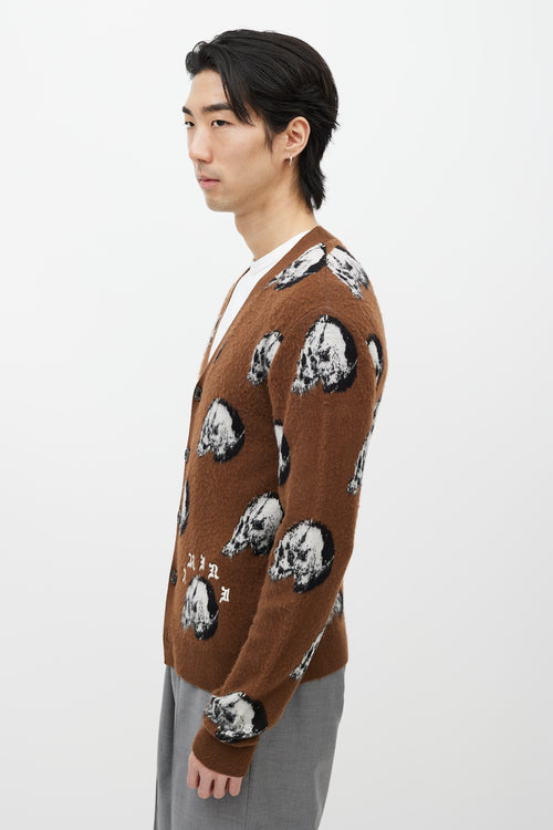 Amiri Brown Wool Skull Cardigan