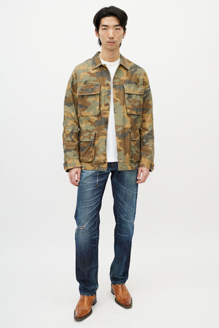 Amiri Green 
Multicolour Studded Camo Jacket