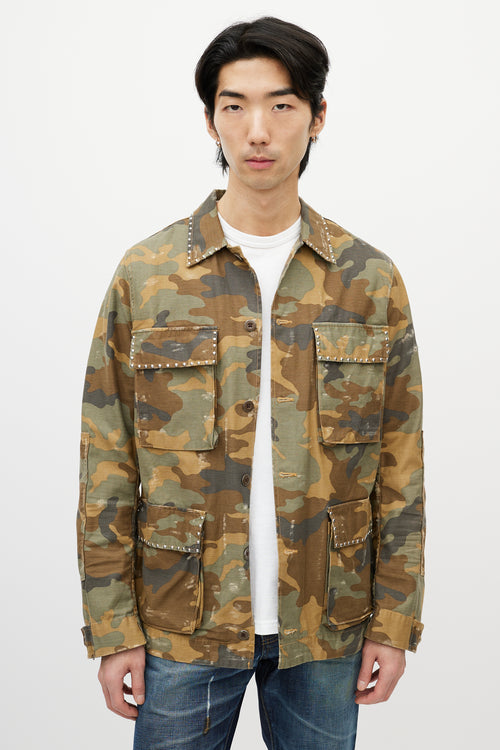 Amiri Green 
Multicolour Studded Camo Jacket