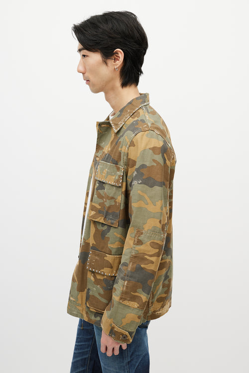 Amiri Green 
Multicolour Studded Camo Jacket