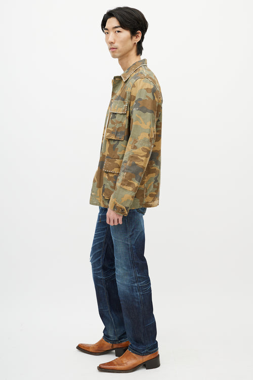 Amiri Green 
Multicolour Studded Camo Jacket