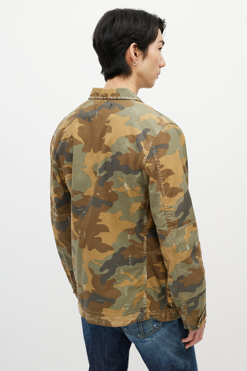 Amiri Green 
Multicolour Studded Camo Jacket