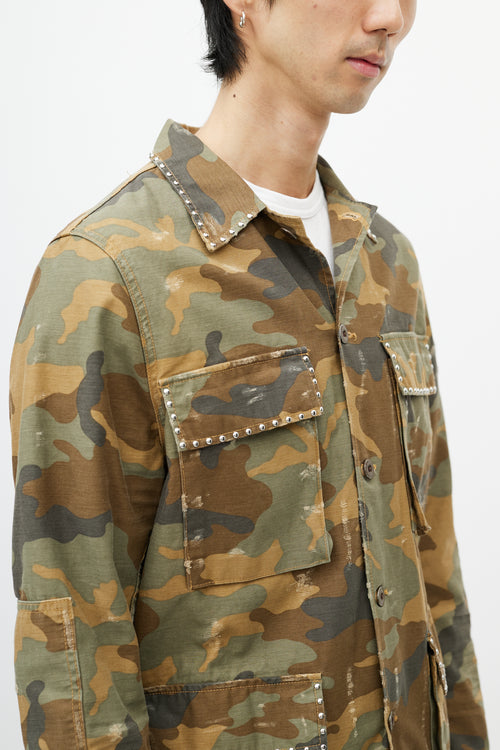 Amiri Green 
Multicolour Studded Camo Jacket