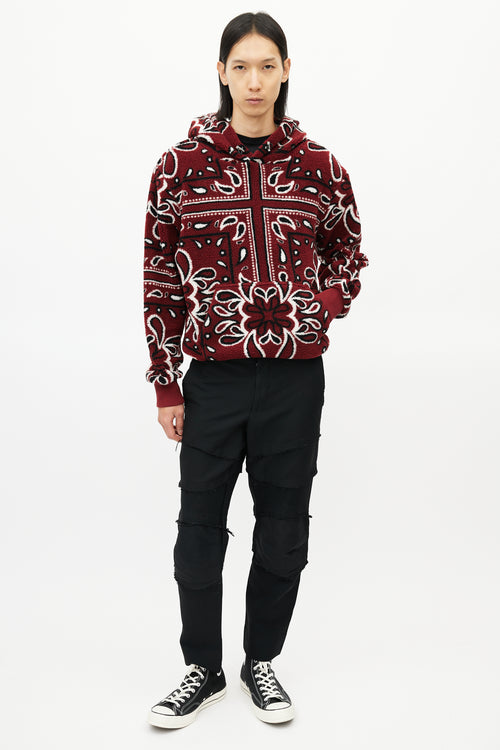 Amiri Red 
Multicolour Paisley Fleece Hoodie