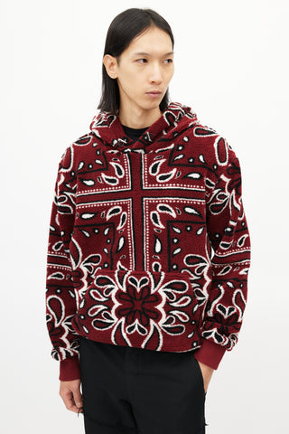 Amiri Red 
Multicolour Paisley Fleece Hoodie