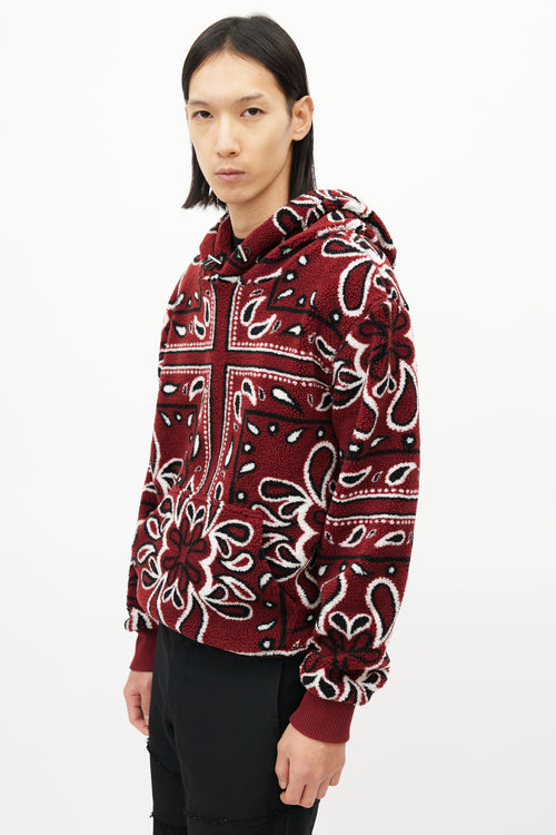 Amiri Red 
Multicolour Paisley Fleece Hoodie