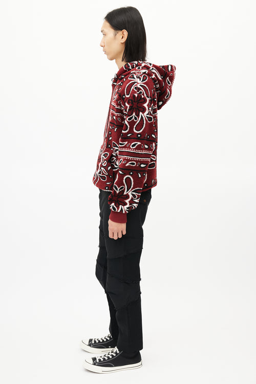 Amiri Red 
Multicolour Paisley Fleece Hoodie