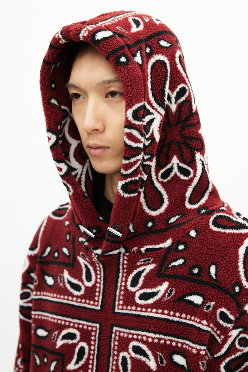 Amiri Red 
Multicolour Paisley Fleece Hoodie