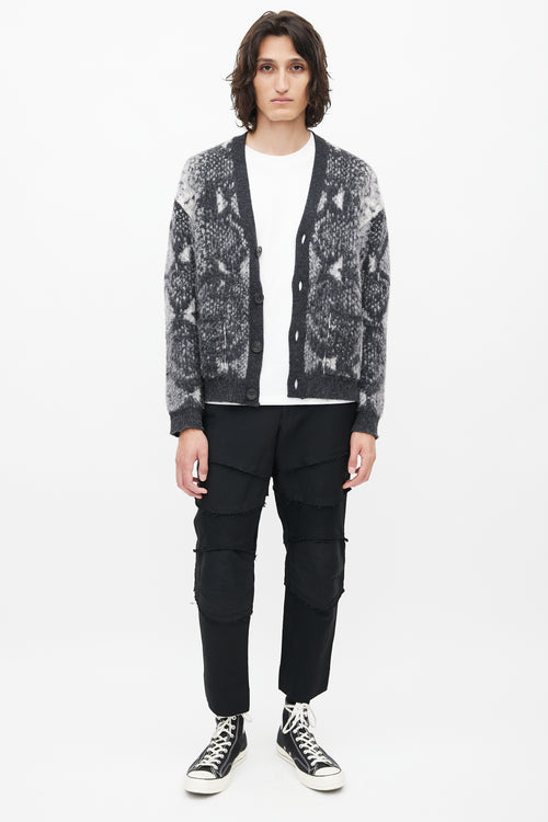 Amiri White 
Grey Wool Cardigan