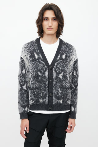 Amiri White 
Grey Wool Cardigan