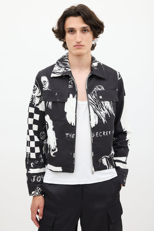 Amiri X Wes Lang Black 
White Sketch Jacket