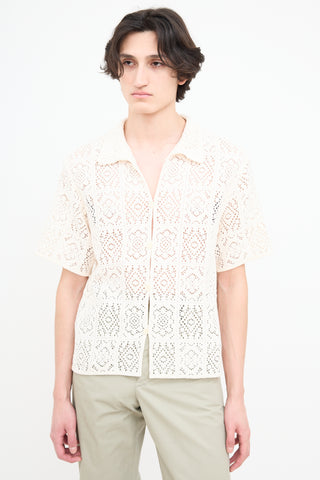 Amomento Cream Crochet Square Shirt