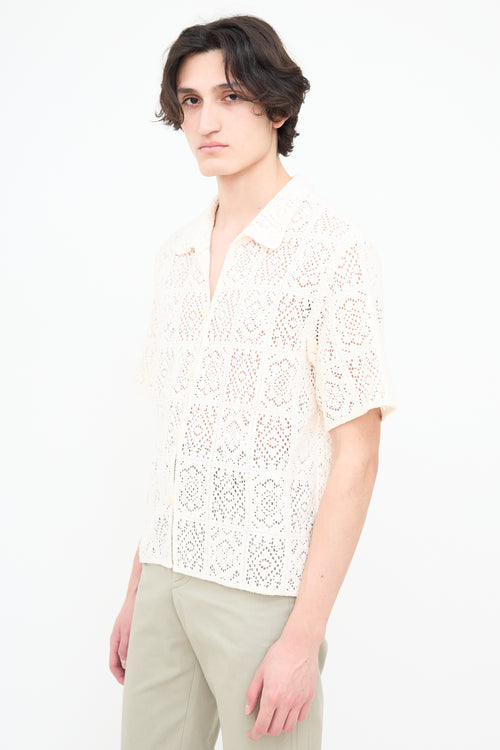 Amomento Cream Crochet Square Shirt