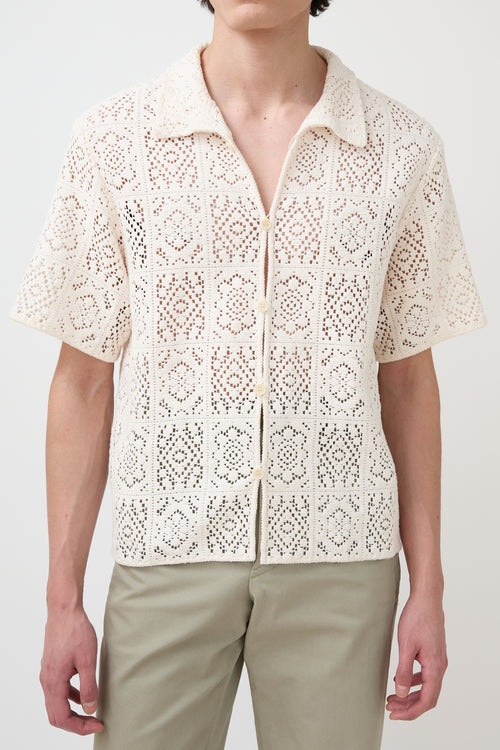 Amomento Cream Crochet Square Shirt