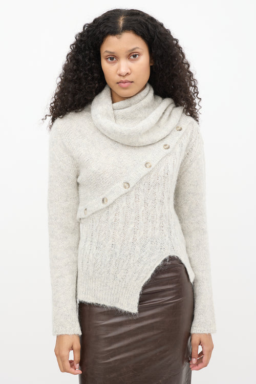 Andersson Bell Grey Wool Scarf Asymmetrical Greta  Sweater