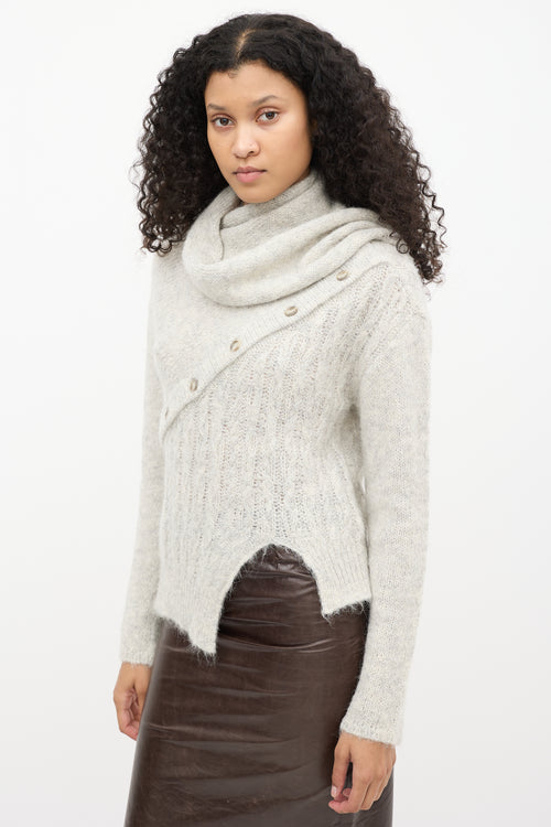 Andersson Bell Grey Wool Scarf Asymmetrical Greta  Sweater