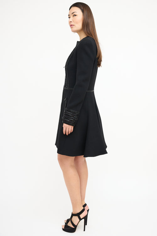 Andrew Gn Black Wool 
Patent Woven Coat