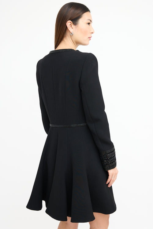 Andrew Gn Black Wool 
Patent Woven Coat