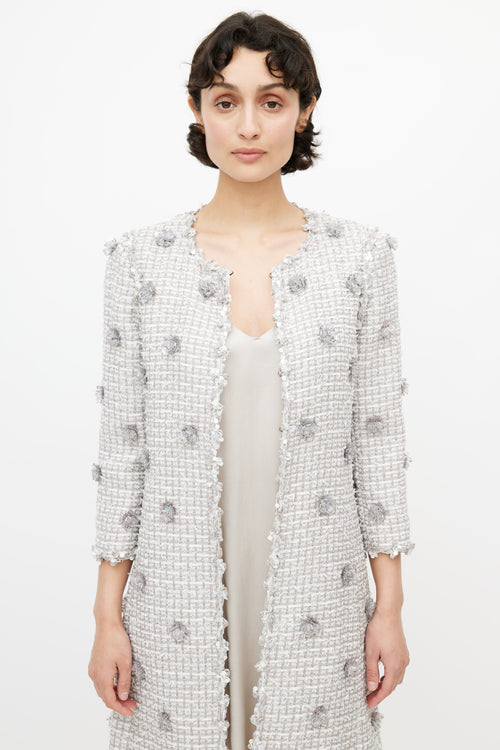 Andrew Gn Grey Tweed 
Floral Sequin Jacket