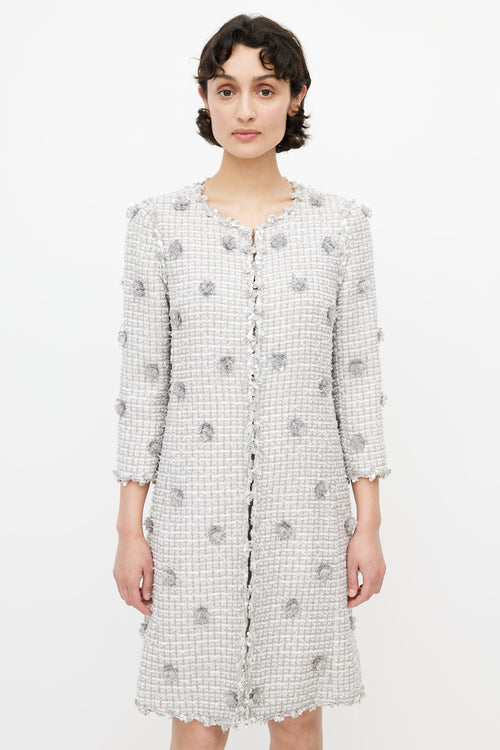 Andrew Gn Grey Tweed 
Floral Sequin Jacket