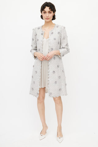 Andrew Gn Grey Tweed 
Floral Sequin Jacket