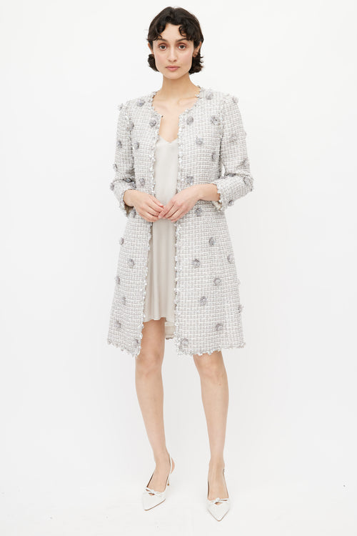 Andrew Gn Grey Tweed 
Floral Sequin Jacket