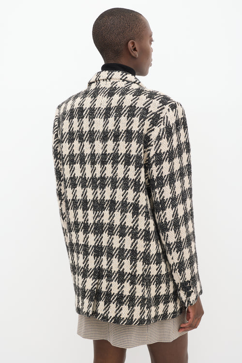 Anine Bing Beige 
Black Wool Blend Houndstooth Blazer