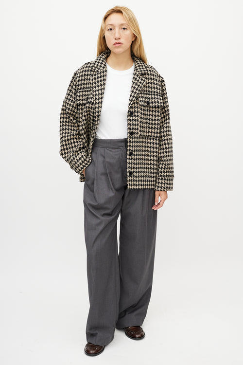 Anine Bing Black 
White Houndstooth Woven Jacket