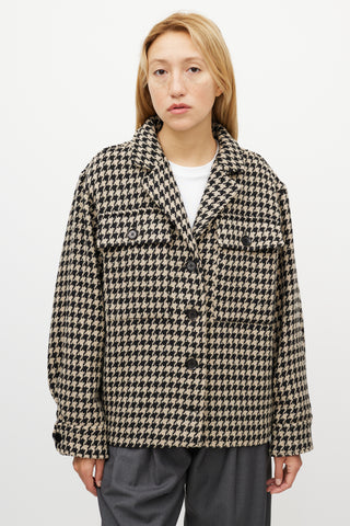 Anine Bing Black 
White Houndstooth Woven Jacket