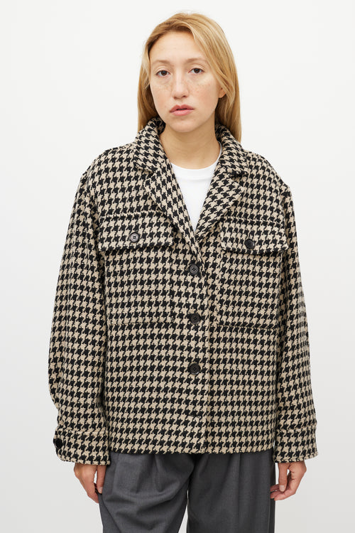 Anine Bing Black 
White Houndstooth Woven Jacket