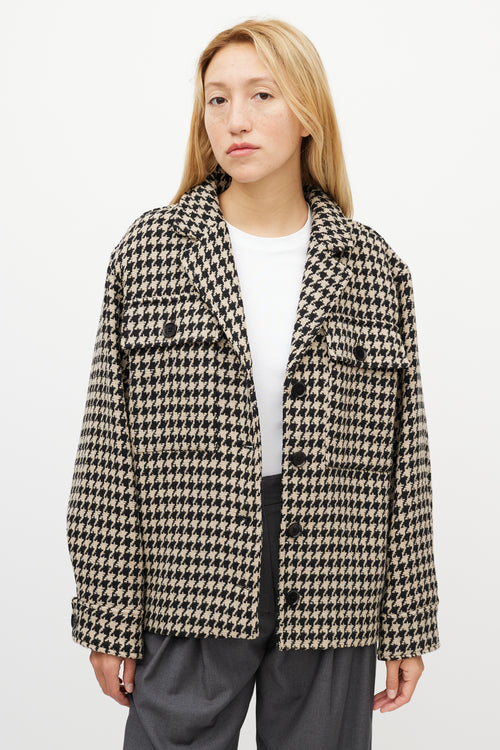 Anine Bing Black 
White Houndstooth Woven Jacket