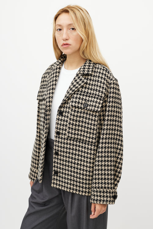 Anine Bing Black 
White Houndstooth Woven Jacket