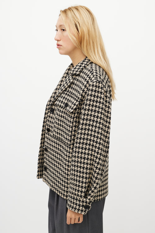 Anine Bing Black 
White Houndstooth Woven Jacket