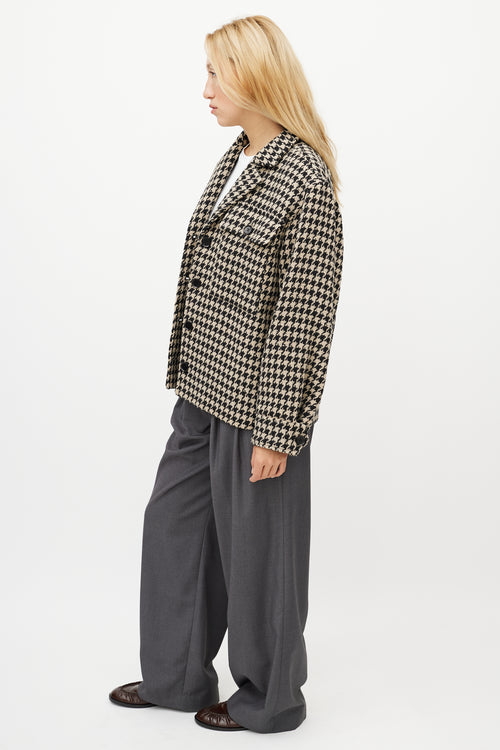 Anine Bing Black 
White Houndstooth Woven Jacket