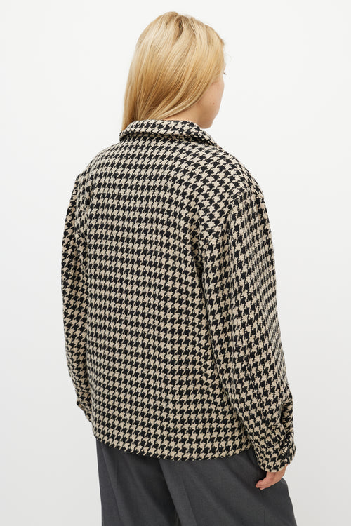 Anine Bing Black 
White Houndstooth Woven Jacket