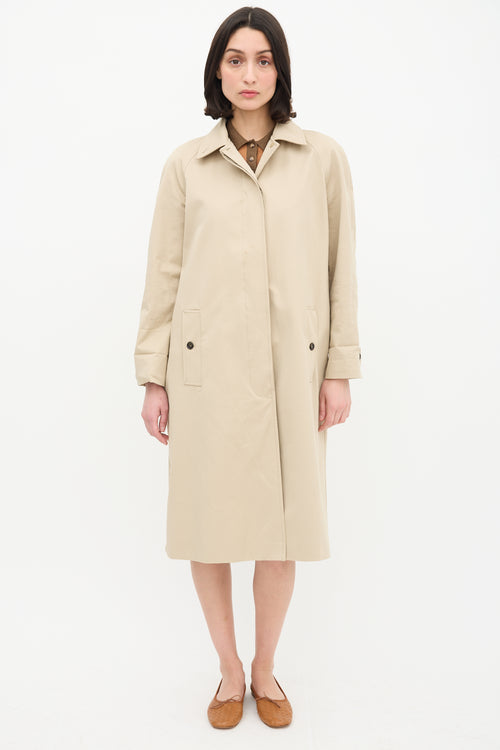 Anine Bing Beige Button Up Trench Coat