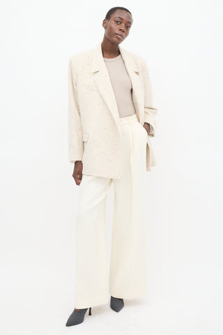 Anine Bing Beige Wool Celeste Wrap Blazer