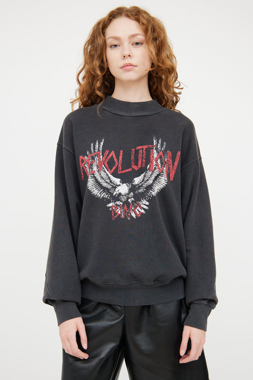 Anine Bing Grey 
Multicolour Revolution Sweatshirt