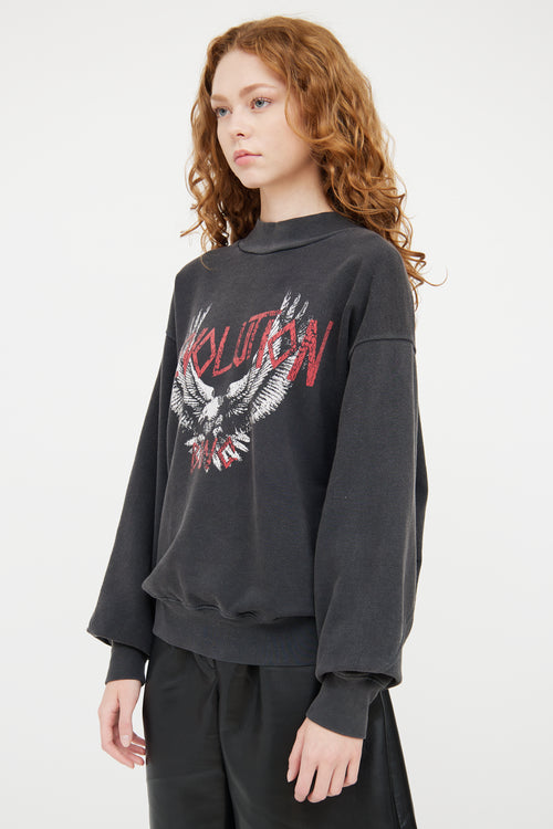 Anine Bing Grey 
Multicolour Revolution Sweatshirt