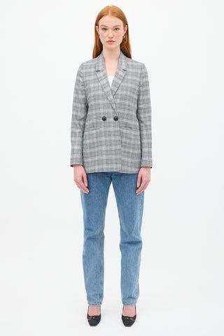 Anine Bing Black 
Multicolour Check Madeleine Blazer