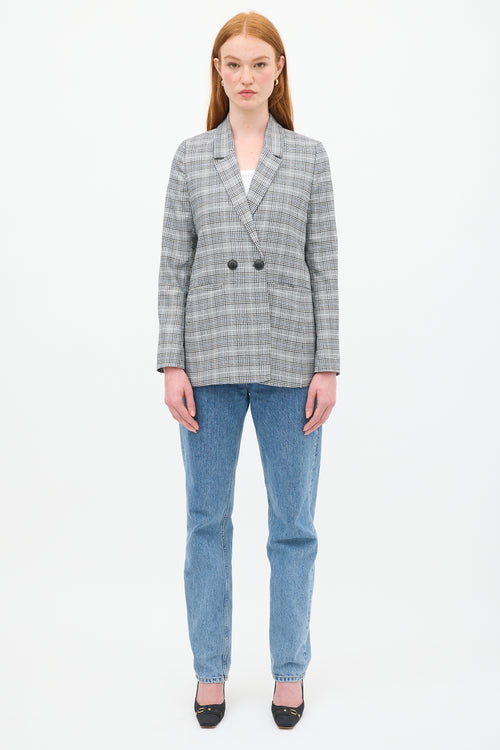 Anine Bing Black 
Multicolour Check Madeleine Blazer