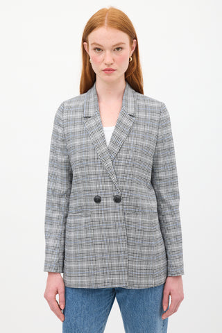 Anine Bing Black 
Multicolour Check Madeleine Blazer